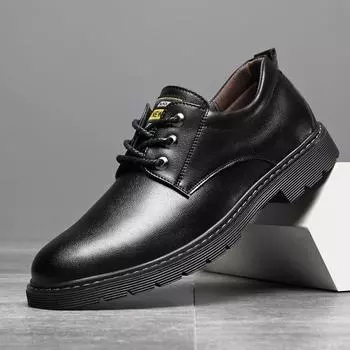 Мужская обувь, осенняя простая мужская обувь из натуральной кожи, простые рабочие модельные туфли с низкой посадкой, повседневные мужские кожаные туфли на шнуровке