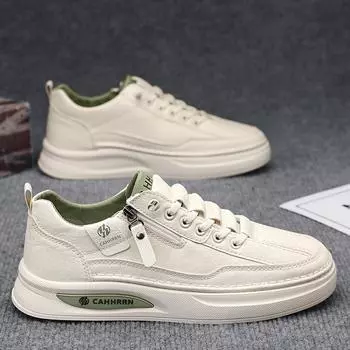 Мужская обувь осенняя с боковой молнией низкая спортивная повседневная мужская классическая модная маленькая белая обувь для досок 39