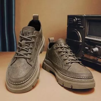 Мужская обувь осенняя спортивная и для отдыха низкие ботинки Martin водонепроницаемые кожаные ботинки рабочая обувь коричневые ретро-обувь для инструментов 39 хаки