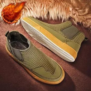 Мужская обувь, плюшевые толстые ботинки Martin, теплая рабочая хлопковая обувь, мужские спортивные и зимние ботинки для отдыха 39 хаки
