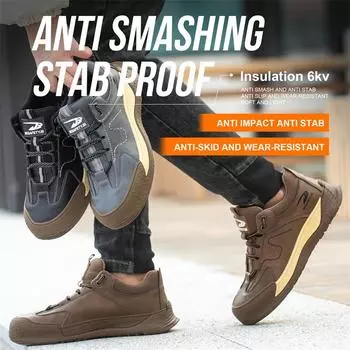Мужская обувь по страхованию труда, противоударная, противопрокольная, изолированная обувь 6 кВ, износостойкая дышащая рабочая обувь для сварки 46 чёрный