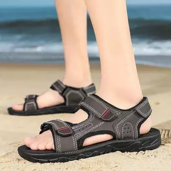 Мужская обувь Полые дышащие тапочки Ins Носите тапочки снаружи 39-44 39 чёрный