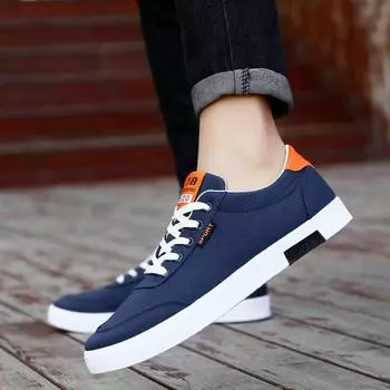 Мужская обувь повседневная джинсовая Мужские кроссовки Slip on Loafers Мужская парусиновая обувь Дышащая мягкая плоская обувь для вождения Мужская повседневная 6.5 чёрный