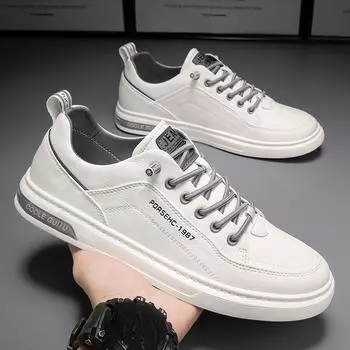Мужская обувь, повседневная кожаная обувь, корейская версия тренда The Hundred Sports Tide Shoes, мужская маленькая белая обувь Board 39 белый