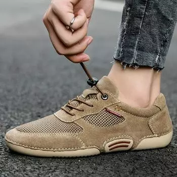 Мужская обувь Повседневная кожаная замшевая обувь Модные лоферы для мужчин Мокасины Ретро итальянские дизайнерские мужские дышащие сетчатые кроссовки 41