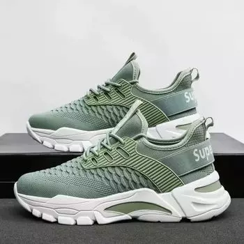 Мужская обувь, повседневная летняя дышащая спортивная обувь для бега, тканевая обувь, популярная обувь, мужская обувь 44 зелёный