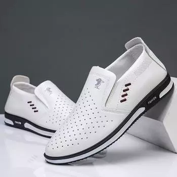 Мужская обувь, повседневная обувь из натуральной кожи высокого качества, весна-лето, мужские деловые туфли без шнуровки на мягкой подошве, модная дышащая мужская обувь 39 чёрный