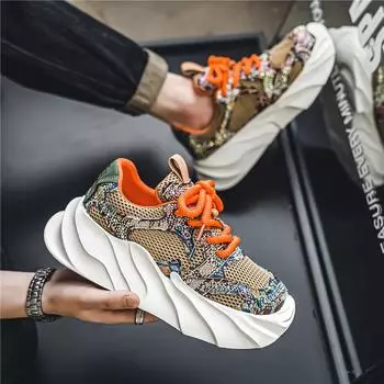 Мужская обувь, повседневная спортивная обувь, красочная удобная дышащая обувь, амортизирующая и повышающая обувь, размеры 39–44 39 чёрный