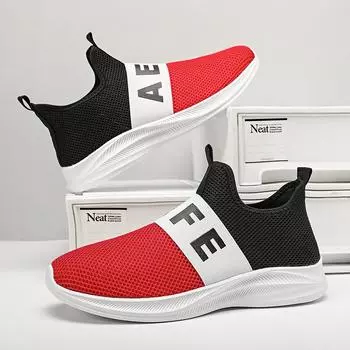 Мужская обувь Повседневная спортивная обувь Легкие кроссовки Fly Woven Driving Shoes Дышащие кроссовки 40 красный