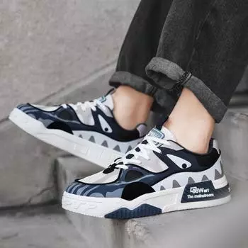 Мужская обувь, повседневные кроссовки на платформе, мужские кроссовки на шнуровке, модные студенческие кроссовки, мужские вулканизированные прогулочные туфли Tenis Masculino 39 чёрный