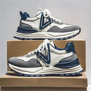 Мужская обувь, повседневные кроссовки на толстой подошве, дышащая обувь, новые мужские слипоны, противоскользящая прогулочная обувь на плоской подошве, модная вулканизированная обувь 39 синий