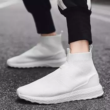 Мужская обувь, повседневные модные кроссовки из эластичной ткани, дышащие легкие высокие носки без шнуровки, обувь размера плюс 39-46