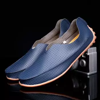 Мужская обувь, повседневные роскошные летние мужские мокасины из натуральной кожи, легкие дышащие туфли-лодочки 39
