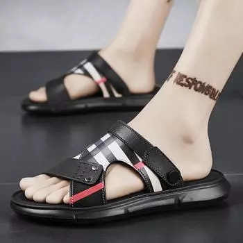 Мужская обувь повседневные спортивные сандалии классные плоские сандалии тапочки двойного назначения сандалии пляжная одежда модные сандалии и тапочки мужские св 40 чёрный