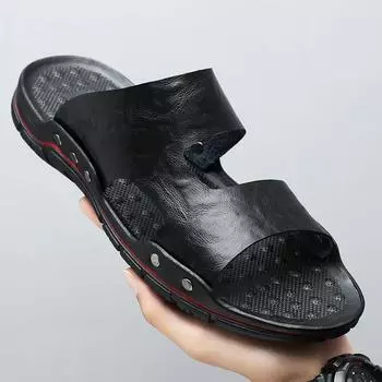 Мужская обувь, повседневные тапочки, летние модные пляжные сандалии, мужские нескользящие домашние тапочки на толстой подошве, легкие шлепанцы 38-48, большой размер 48 38 чёрный