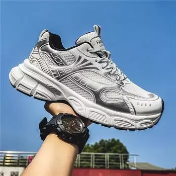 Мужская обувь, ретро-обувь для папы, мужская новинка лета 2024, сетчатая обувь, универсальная мужская спортивная повседневная обувь, модная обувь 39 серый