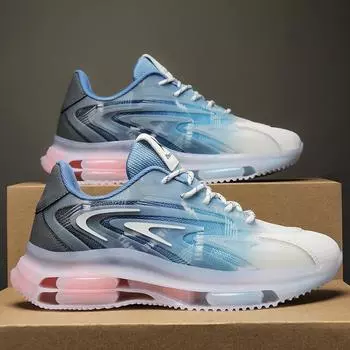 Мужская обувь, резиновая подошва, кроссовки, дышащая, на воздушной подушке, спортивная обувь для отдыха, модная мужская нескользящая обувь для бега, весна-лето 39 чёрный