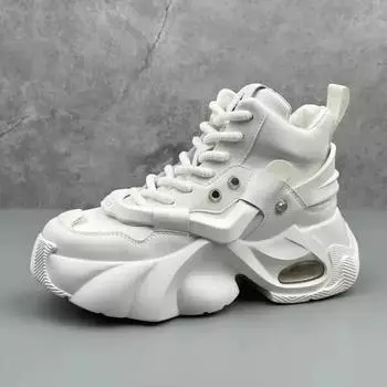 Мужская обувь Роскошные повседневные кроссовки для мужчин Удобные ботинки на платформе для мужчин Увеличивающие рост дышащие высокие кроссовки для мужчин 39 белый