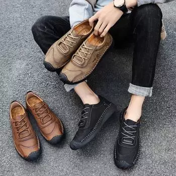 Мужская обувь ручной работы для отдыха на природе, коричневые легкие повседневные туфли, удобные дышащие нескользящие кроссовки, мужская обувь для ходьбы, размер плюс 46 38 чёрный