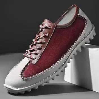 Мужская обувь ручной работы из кожи, повседневные кроссовки на шнуровке, дышащая кожа, нескользящая, удобная обувь, модные мокасины для бега 38 чёрный