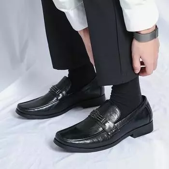 Мужская обувь ручной работы из микрофибры, повседневная обувь для мужчин, прогулочные туфли на плоской платформе, лоферы, дышащие кожаные туфли с круглым носком 38 чёрный