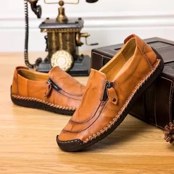 Мужская обувь ручной работы, повседневная кожаная обувь, мужские лоферы, удобная прогулочная обувь для вождения, мокасины, мужская обувь на плоской подошве 39 жёлтый