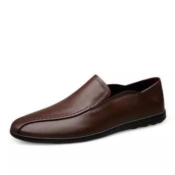 Мужская обувь ручной работы, повседневная обувь из натуральной кожи для мужчин, прогулочная обувь на плоской платформе, дышащая деловая официальная обувь 38 чёрный