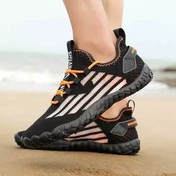 Мужская обувь с дышащей сеткой, быстросохнущая уличная обувь для водных видов спорта, мужские нескользящие кроссовки для серфинга и походов EU:40 чёрный