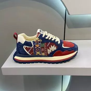 Мужская обувь с ретро-принтом, весна 2025, новая мода, повседневная, универсальная, увеличивающая рост, обувь для пап, мужская спортивная обувь для сноуборда 39 красный