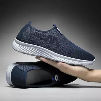 Мужская обувь с сеткой, летние легкие кроссовки, мужская модная повседневная прогулочная обувь, дышащие мужские лоферы без шнуровки, Zapatillas Hombre 39