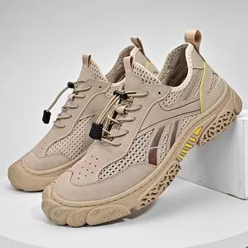 Мужская обувь с сеткой, новая летняя дышащая обувь ручной работы для отдыха с мягкой подошвой и закрытым носком, уличная альпинистская походная обувь 38 чёрный