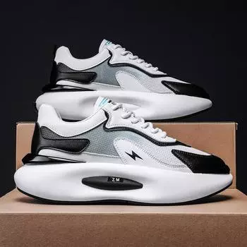 Мужская обувь с толстой подошвой, модная тенденция, универсальные модели, удобные и дышащие, повседневные одинарные туфли, молодежные спортивные кроссовки 39