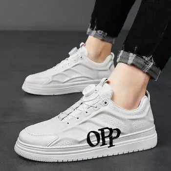 Мужская обувь с вращающейся пряжкой, новая тенденция, спортивная, повседневная, кожаная, для скейтбординга, студенческие, на толстой подошве, маленькие белые туфли 43