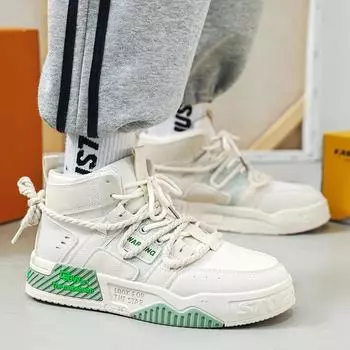 Мужская обувь с высоким берцем, новая повседневная спортивная обувь, корейская версия, нишевая пеньковая веревка, толстая подошва, студенческий тренд, обувь для сноуборда среднего берца 39