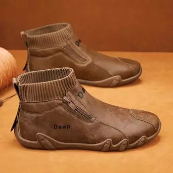 Мужская обувь с высоким берцем, повседневная спортивная обувь, обувь для инструментов, мужская трендовая универсальная обувь для отдыха на открытом воздухе, нескользящая 39 коричневый
