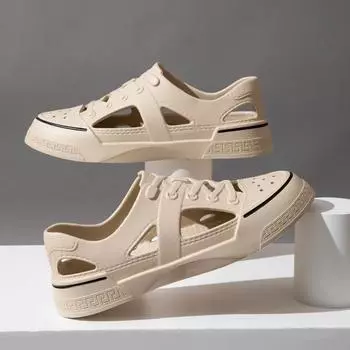 Мужская обувь Сандалии Летние пляжные дышащие походные дышащие модные дизайнерские роскошные плоские кроссовки Fisherman Close Toe 36 белый