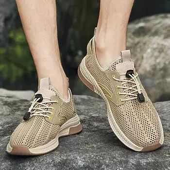 Мужская обувь сетчатые повседневные кроссовки для мужчин открытые удобные кроссовки легкие новые мужские повседневные кроссовки для активного отдыха 38 абрикосовый