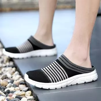 Мужская обувь, сетчатые повседневные кроссовки, летние прогулочные лоферы, мужские дышащие парусиновые кроссовки на плоской подошве, женская обувь 36 чёрный