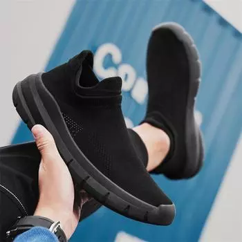 Мужская обувь Slip On Sock Sneakers Fly Weaving Дышащая мягкая подошва Повседневная платформа Резиновая подошва Нескользящая Zapatos 44 39 серый