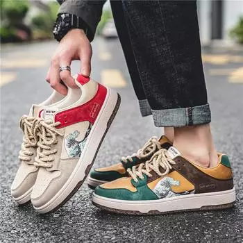 Мужская обувь Сотни модных трендовых кроссовок для мужчин Корейская версия студенческой спортивной повседневной обуви 44 красный