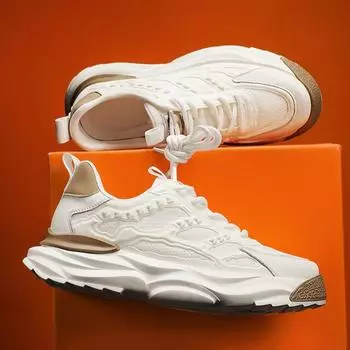 Мужская обувь Спортивная и досуговая обувь Мужская сетчатая дышащая модная обувь Обувь для пап 39 белый