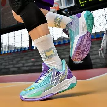 Мужская обувь Spot luminous 2024 года, новые сетчатые дышащие баскетбольные спортивные кроссовки для студентов, сверхлегкие амортизирующие кроссовки для бега 35