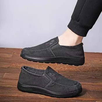 Мужская обувь, старая пекинская тканевая обувь, удобная однопедальная ленивая парусиновая обувь, модная повседневная обувь для среднего и пожилого возраста, прогулочная обувь с мягкой подошвой 39