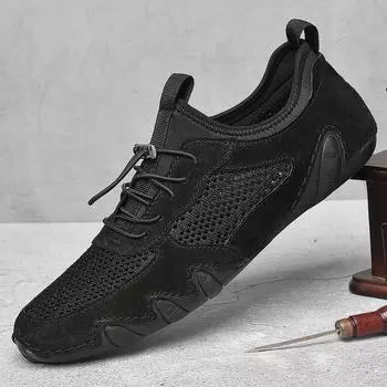 Мужская обувь Стильная повседневная обувь из натуральной дышащей ткани Брендовые мокасины для вождения Летняя обувь на плоской подошве для отдыха на открытом воздухе Мужская обувь Легкие кроссовки 43