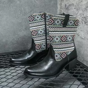 Мужская обувь Стильные мужские повседневные высокие туфли 2024 Мужские удобные ботинки для мотокросса Универсальные ботинки для пустыни 38 чёрный