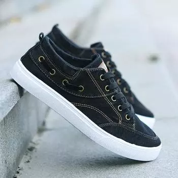 Мужская обувь Tide Shoes Мужская парусиновая обувь, корейская джинсовая обувь из стираного денима Модная повседневная обувь для сёрфинга 39 чёрный