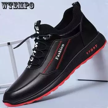 Мужская обувь Удобная модная обувь Повседневная обувь Корейская модная и универсальная мужская кожаная обувь Спортивная обувь для бега Мужская обувь 39 чёрный