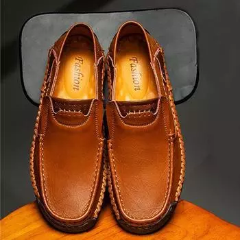 Мужская обувь Удобные повседневные кроссовки Мужские туфли для вождения Все бренды Лоферы Мужские резиновая подошва Большие размеры 38-48 Мокасины Кожаные мягкие 38 светло-коричневого