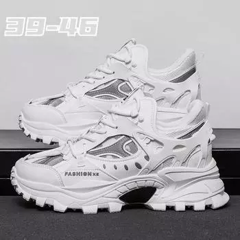 Мужская обувь Уличная повседневная обувь Кроссовки на толстой подошве Трендовая универсальная обувь осеннего сезона Спортивный литературный стиль 39-46 39 чёрный