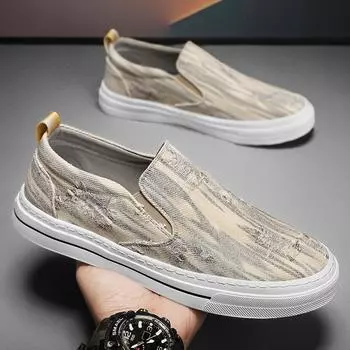 Мужская обувь Универсальная повседневная парусиновая обувь Ленивые однопедальные скейтбордные туфли Нескользящая дышащая спортивная обувь 39